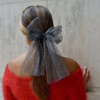 Metallic Tulle Bow Hair Tie
