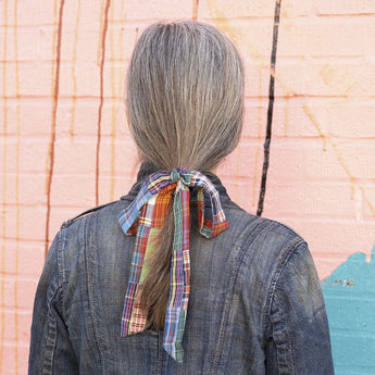 Madras Patches Bow Hair Tie