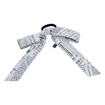 Newspaper Print Bow Hair Tie