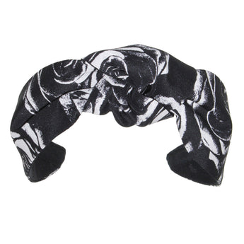 White Roses Silk Print Blair Turban Headband