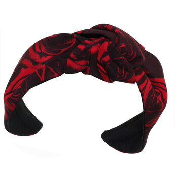 Red Roses Silk Print Blair Turban Headband