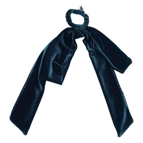 PY672 Teal Velvet Detachable Big Bow Hair Tie