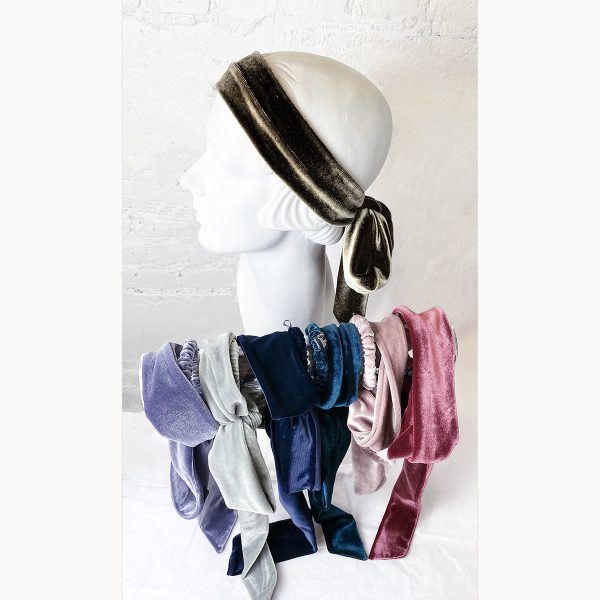 Assorted Color Display of PY672 Velvet Detachable Big Bow Hair Ties that can be worn as hair ties or headbands