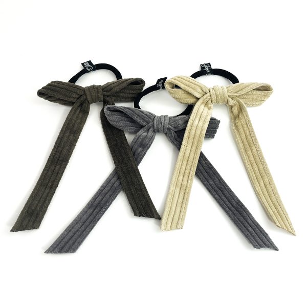 Corduroy Long Bow Hair Tie PY780