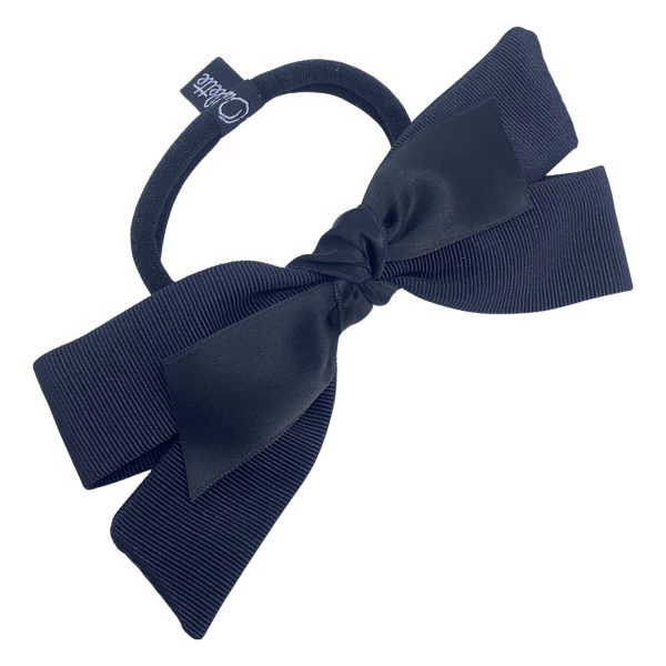 Grosgrain bow hair tie with satin knot accent