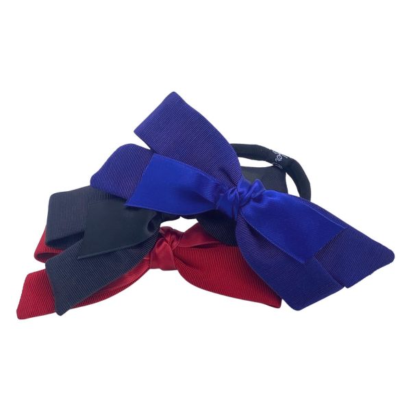 Grosgrain bow hair tie with satin knot accent PY897