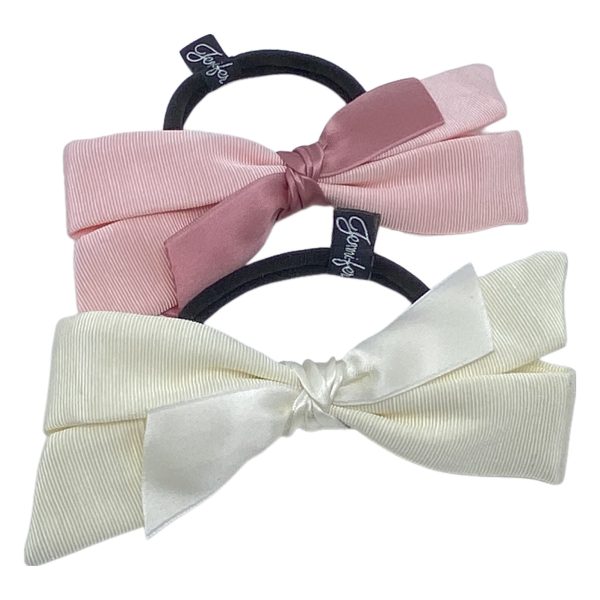 Grosgrain bow hair tie with satin knot accent PY897