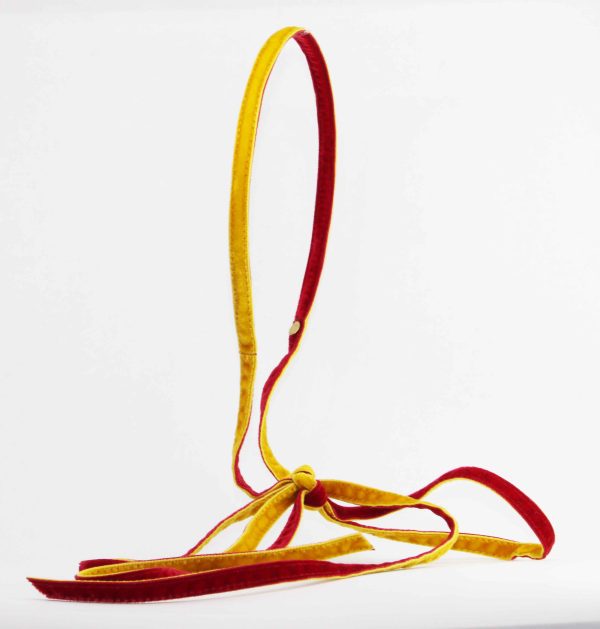 Yellow Gold with Dark Red Velvet Long Tie Headband VV50