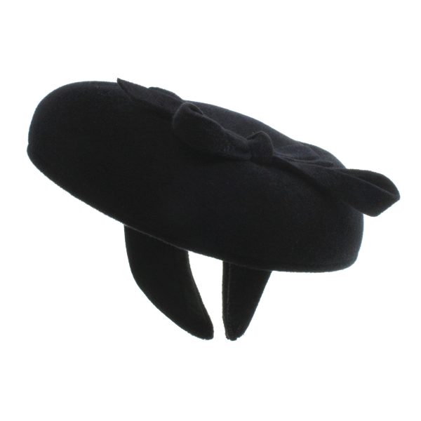 Black Velour Felt Beret Fascinator WH80