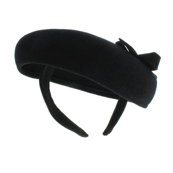 Black Felt Beret Fascinator WH80