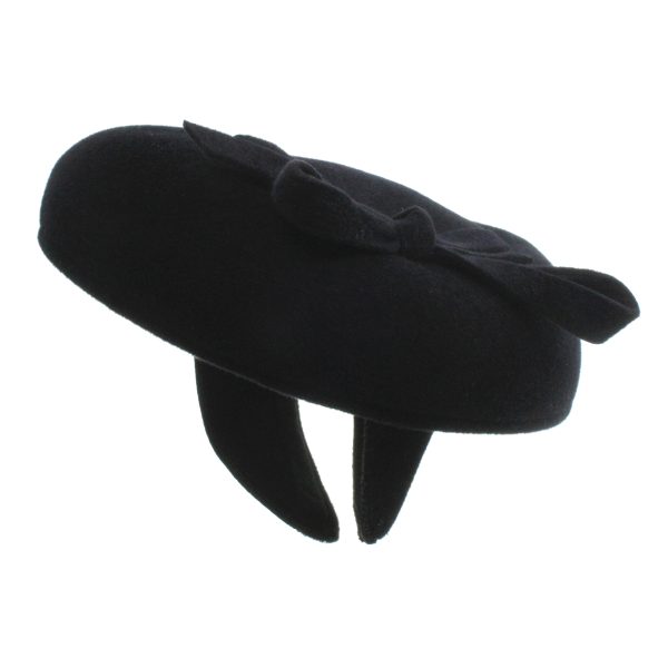 Black Felt Beret Fascinator WH80