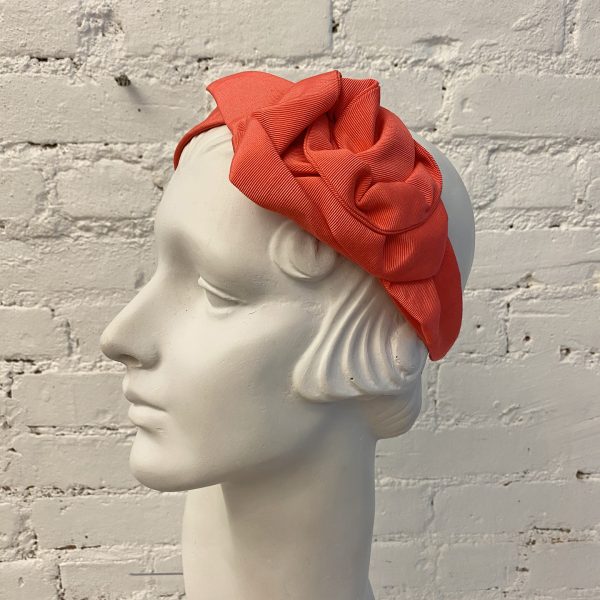 Coral Grosgrain Abstract Flower Headband BE36