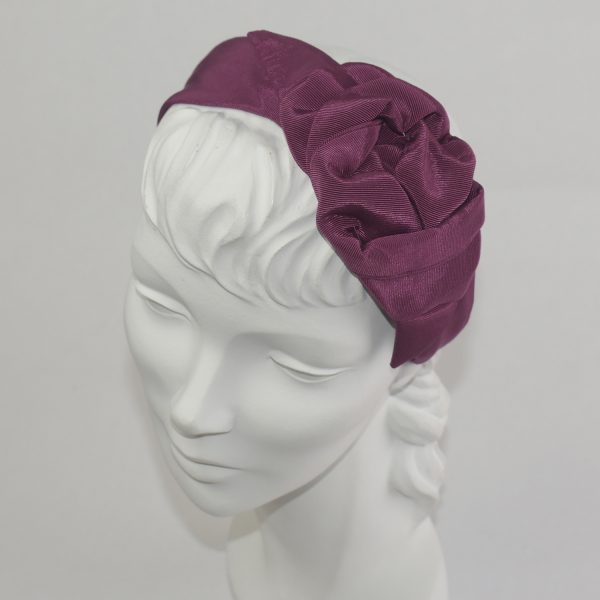 Wine Grosgrain Abstract Flower Headband BE36