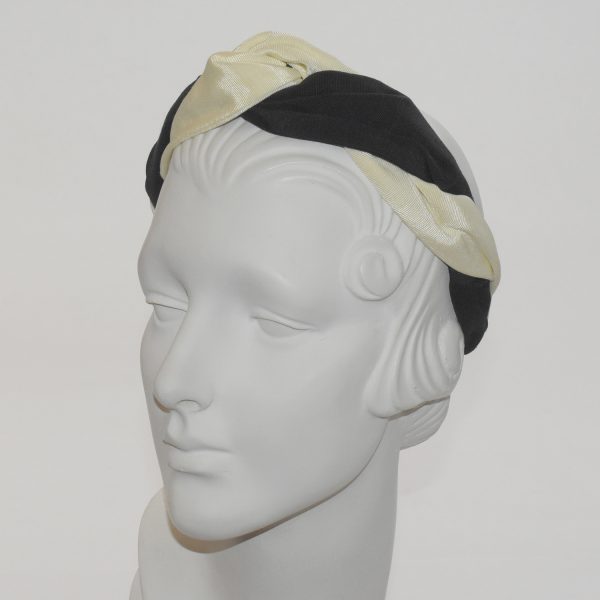 Ivory with Black Grosgrain Center Turban Headband BE50