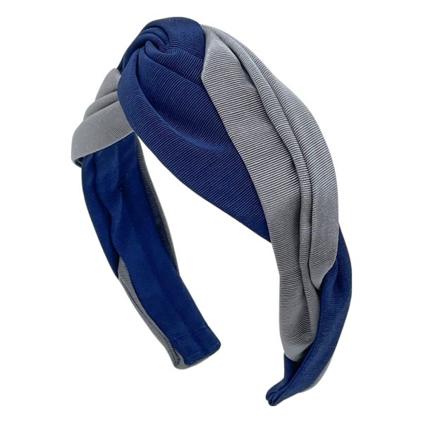 Navy with Grey Grosgrain Center Turban Headband BE50