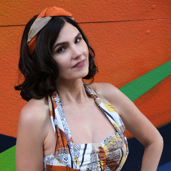 Orange with Pecan Grosgrain Center Turban Headband BE50