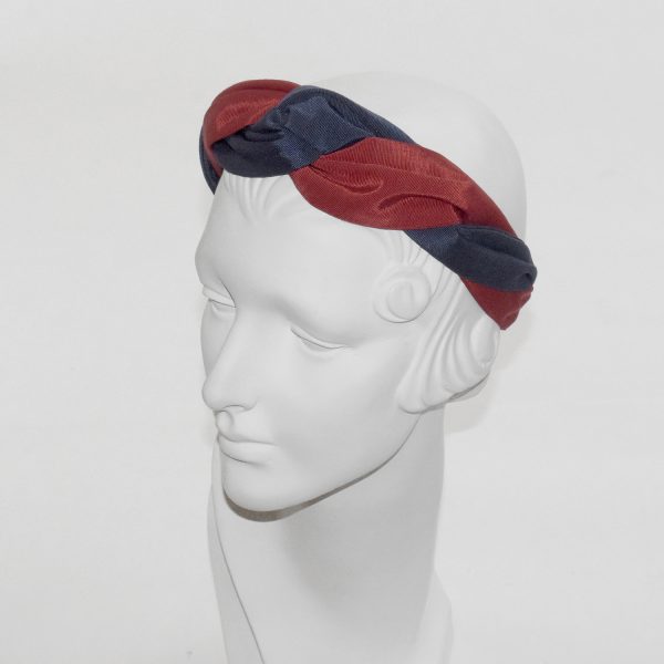 Red with Navy Grosgrain Center Turban Headband BE50