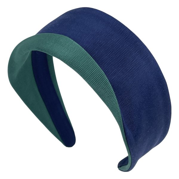 Navy with Green Grosgrain Princess Changeable Headband BE7