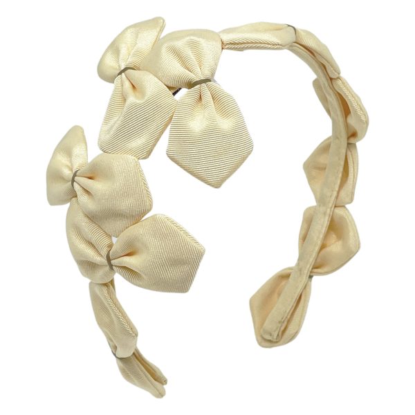 Butter with Wheat Sabrina Grosgrain Bows Headband BE70