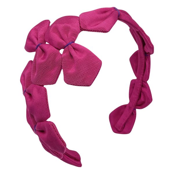 Cerise with Purple Sabrina Grosgrain Bows Headband BE70