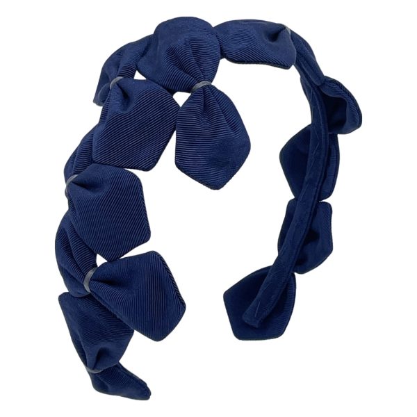 Navy with Grey Sabrina Grosgrain Bows Headband BE70