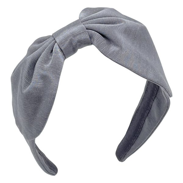 Steel Grey Grosgrain Bow Headband Be80