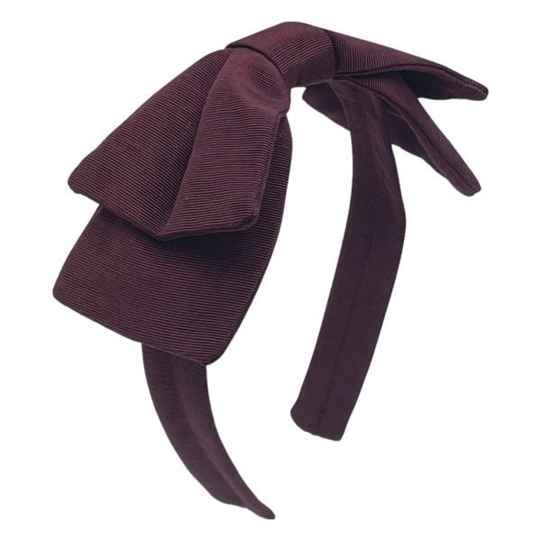 Burgundy Grosgrain Double Bow Headband BE93