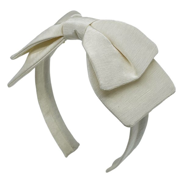 Ivory Grosgrain Double Bow Headband BE93