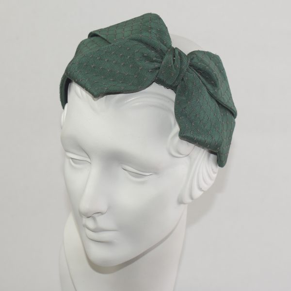 Hunter Grosgrain with Black Veiling Carolina Bow Headband BEV4