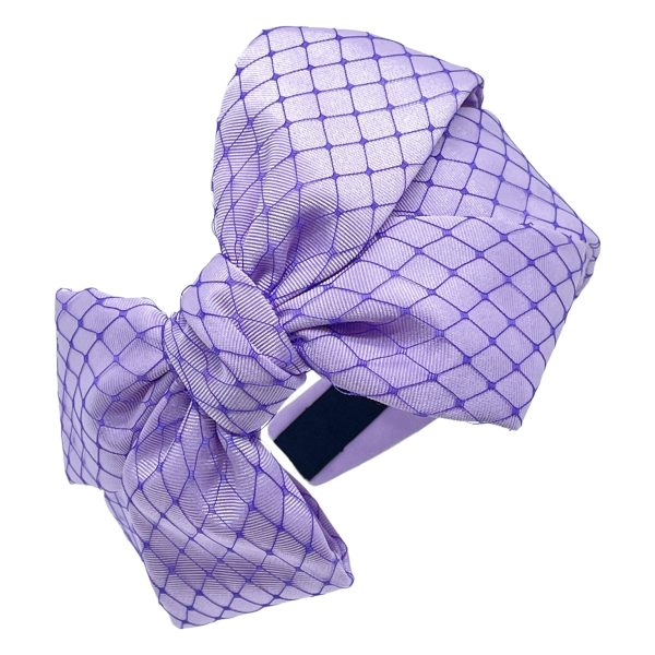 Lavender Grosgrain with Purple Veiling Carolina Bow Headband BEV4