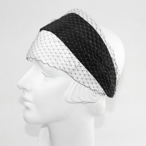 Black Grosgrain with Black Changeable Veiling Headband BEV7