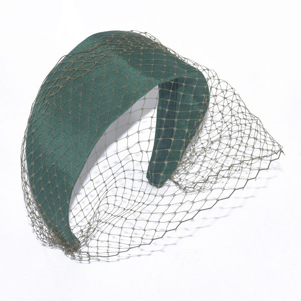 Hunter Grosgrain with Olive Changeable Veiling Headband BEV7