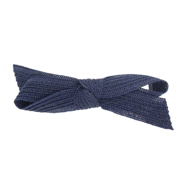 Navy Summer Straw Bow Barrette BRTB