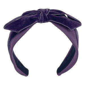 Purple Grosgrain with Black Velvet Bow Headband BV02