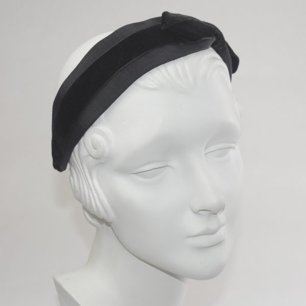 Black Grosgrain with Velvet Side Bow Headband BV02-S