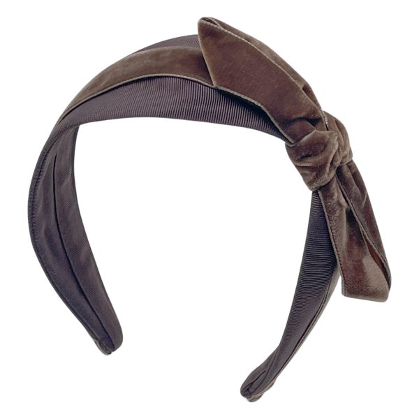 Brown Grosgrain with Velvet Side Bow Headband BV02-S