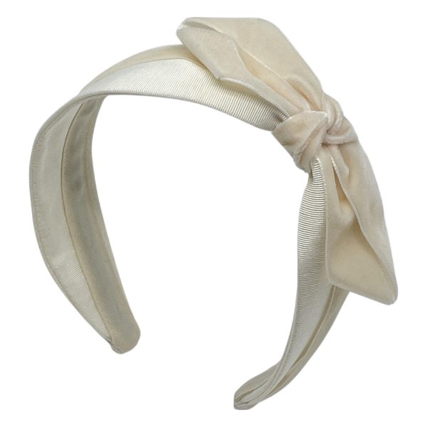 Ivory Grosgrain with Velvet Side Bow Headband BV02-S