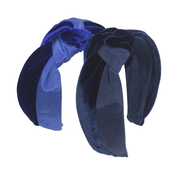 Navy y/o Royal Velvet and Grosgrain Turban Headband BV05