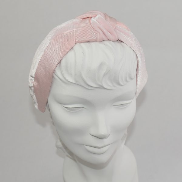 Pink Velvet and Grosgrain Turban Headband BV05