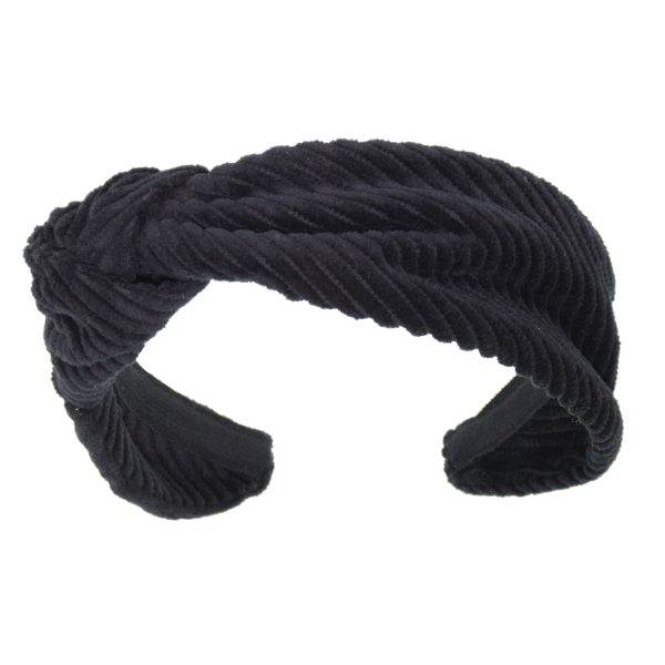 Black Corduroy Side Turban Headband CD11