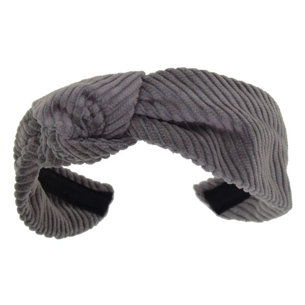 Grey Corduroy Side Turban Headband CD11