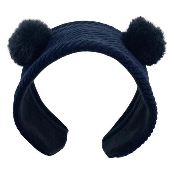 Navy Corduroy with Faux Fur Ears Earmuffs CD24