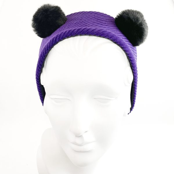 Purple Corduroy with Faux Fur Ears Earmuffs CD24