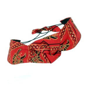 Red Aztec Cotton Print Center Turban Headband with Elastic EL39