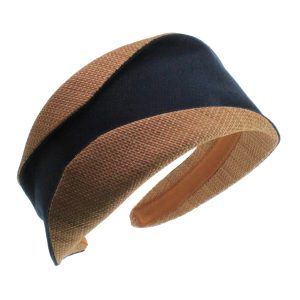 Wheat Italian Raffia & Navy Linen Matisse Headband IL05