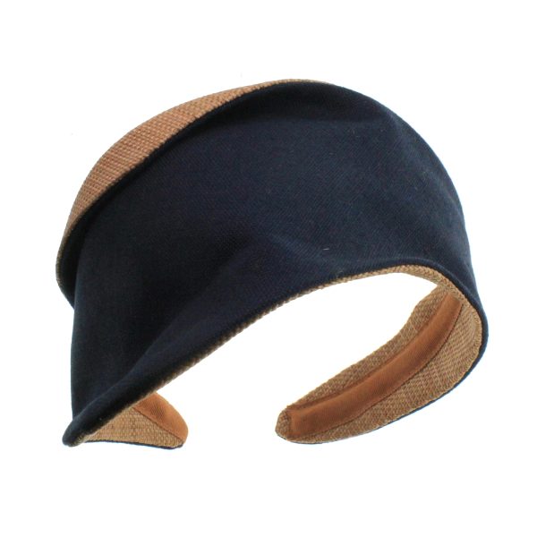 Wheat Italian Raffia & Navy Linen Matisse Headband IL05