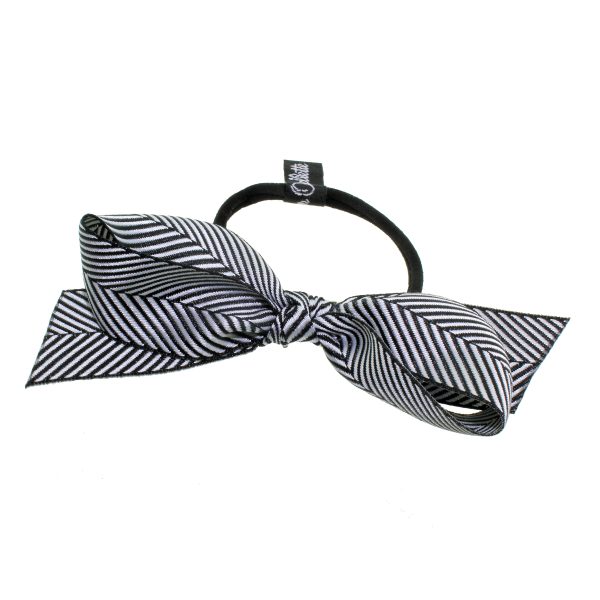 Black Fishbone Ribbon Bow Hair Tie PY375