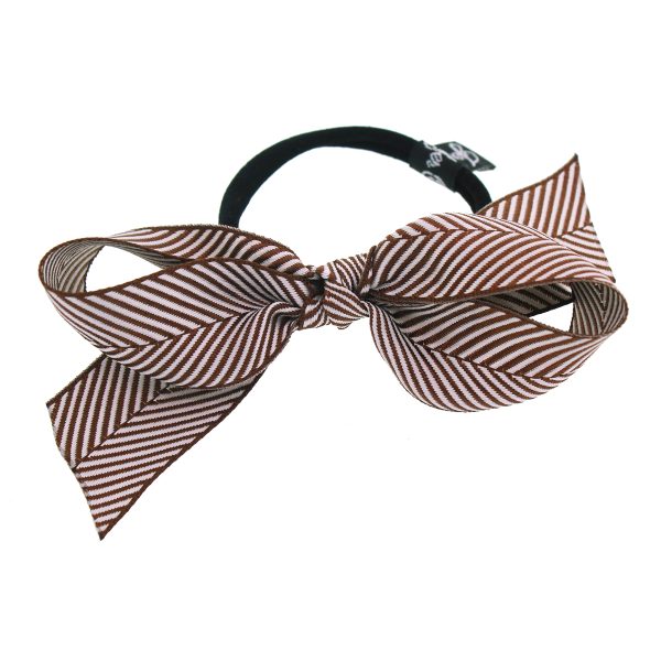 Brown Fishbone Ribbon Bow Hair Tie PY375