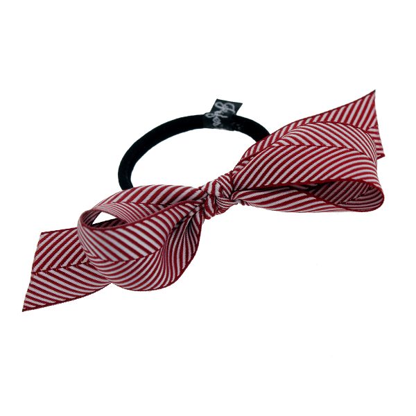 Burgundy Fishbone Ribbon Bow Hair Tie PY375