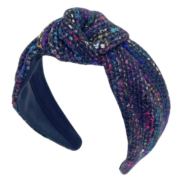 Raw Silk Tweed Blair Center Turban Headband - Image 2